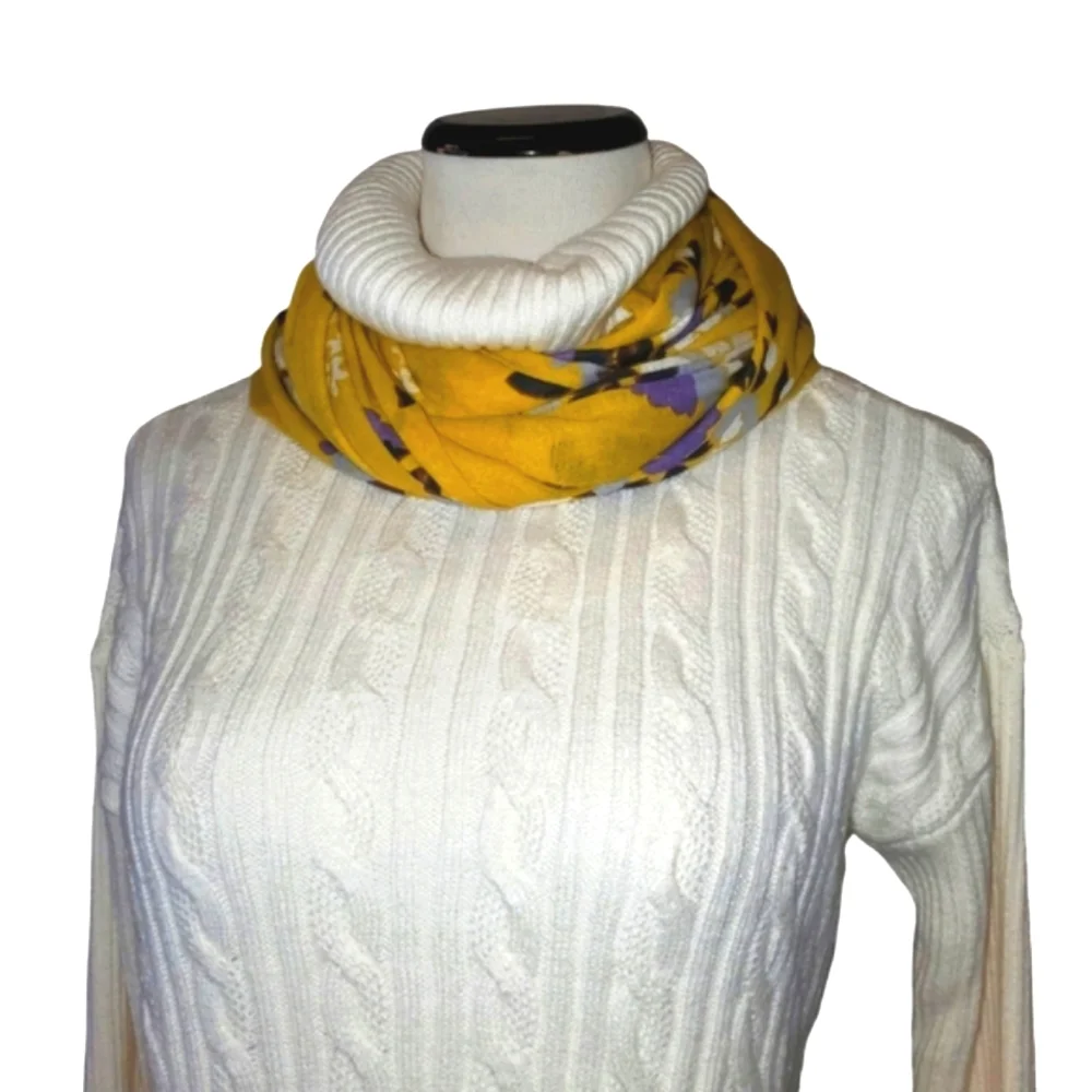 🔥Anthropologie Porridge‎ Mustard/ Brown/Cream/ Lavender Floral Infinity Scarf